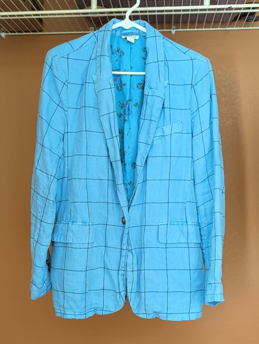 Sundance S Light Blue Windowpane Women's Blazer